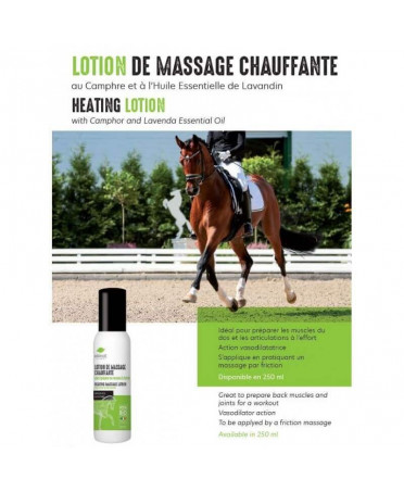 Lotion de massage chauffante chevaux  Biogance qrsecurite animal